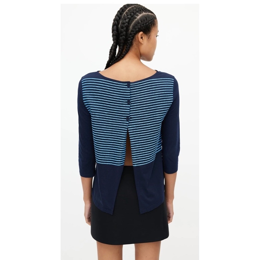 authentic Prada Women's nautical striped sweater Top 2014 SZ Small Blue Black - Picture 2 of 13